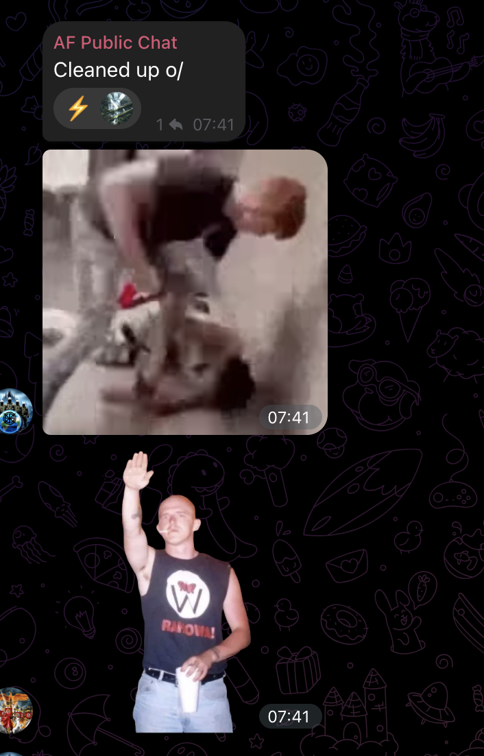 AF Public Chat — video of racially motivated violence shared and celebrated